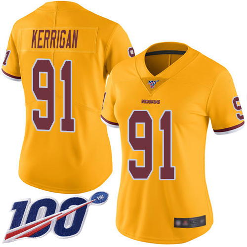 Washington Redskins Limited Gold Women Ryan Kerrigan Jersey NFL Football 91 100th Season Rush
